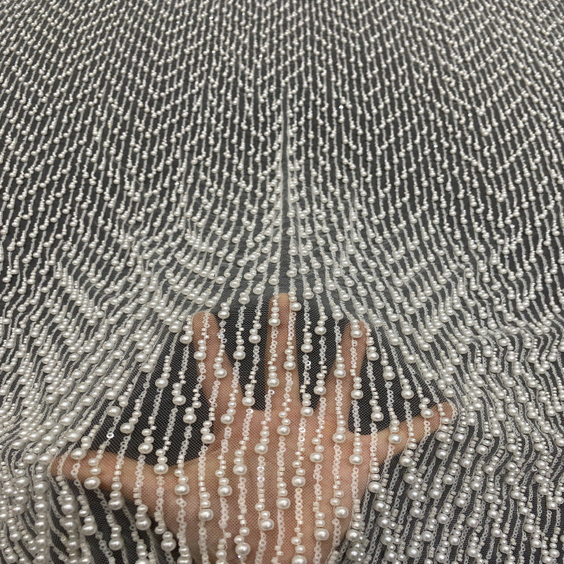 Heavy Sequin & Bubble-Bead Embroidered Bridal Fabric – Design 94495 — fabric photo 4