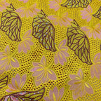Leaf Cutwork Water-Soluble Embroidery with Rhinestones – Per Yard — fabric photo 2