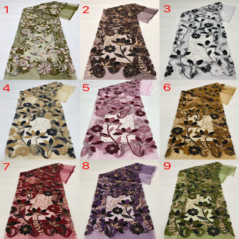 Two-Tone Rope Bead Sequin Embroidery Fabric — fabric photo 4