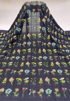 Multicolor Botanical Embroidery Fabric