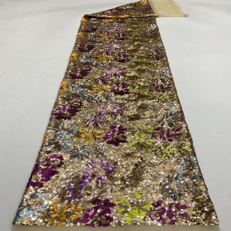 Floral Multicolor 3mm Sequin Embroidery Fabric