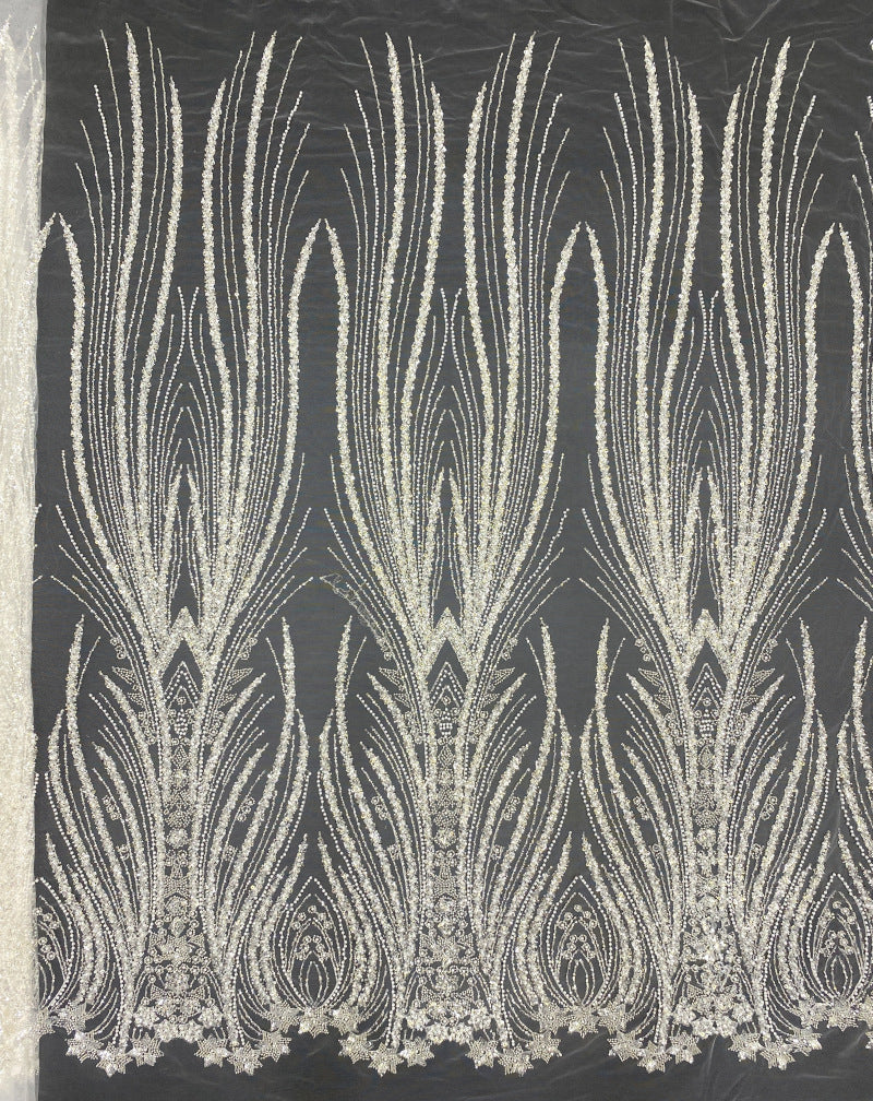 Velvet-Based Bead & Sequin Embroidery Fabric