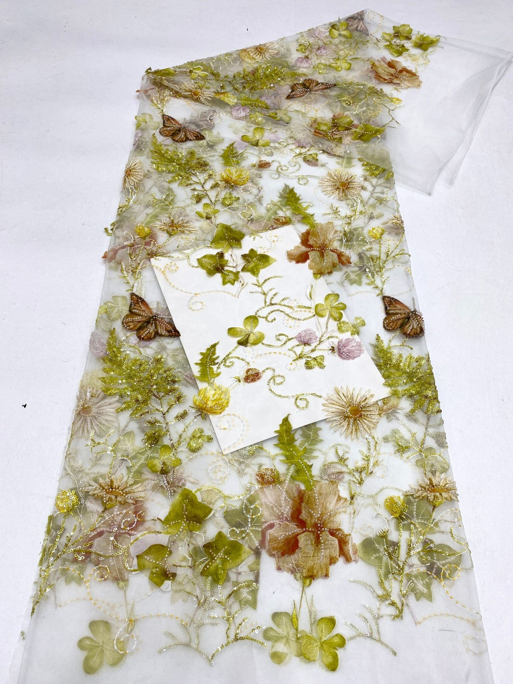Botanical Animal Print Bead Sequin Fabric — fabric photo 6