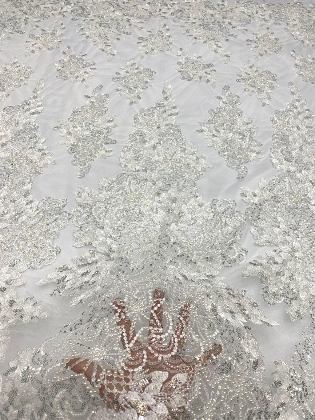 Botanical Foam Bead Sequin Fabric for Bridal Gowns — fabric photo 4