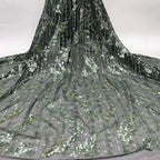 Fine 3/5/12 mm Sequin Embroidered Tulle Mesh Fabric — fabric photo 2