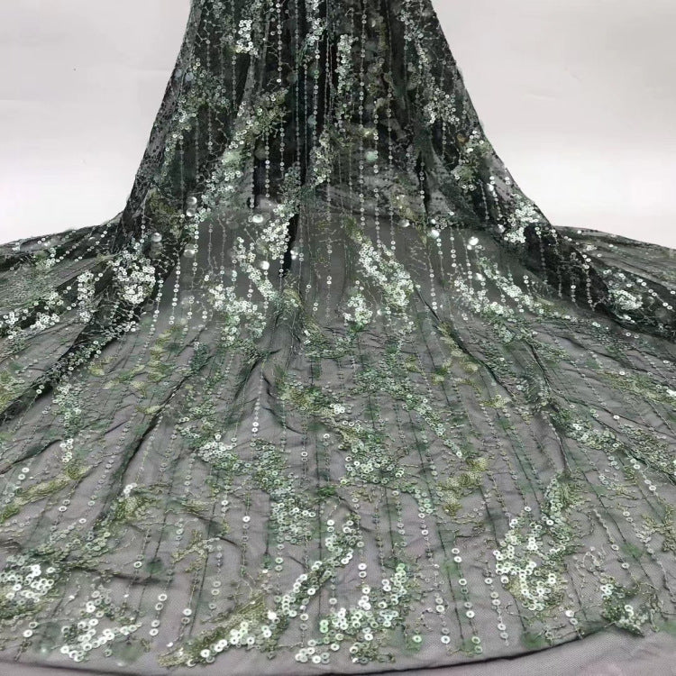 Fine 3/5/12 mm Sequin Embroidered Tulle Mesh Fabric — fabric photo 2