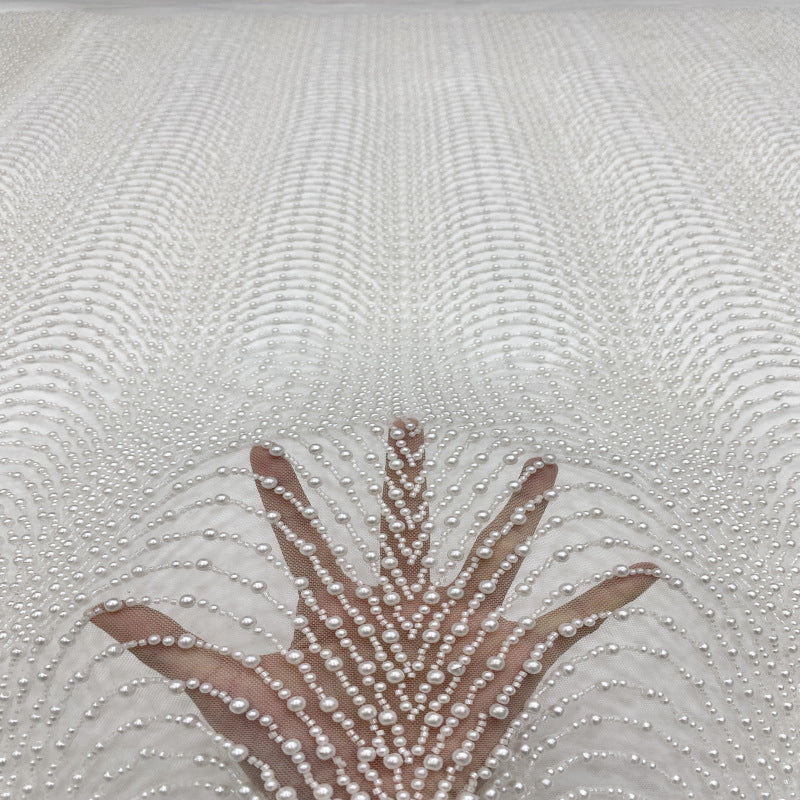 Heavy Bubble-Bead Embroidered Bridal Fabric — fabric photo 4