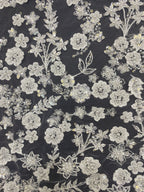 3D Symmetrical Floral Foam Bead & 3mm Sequin Fabric — fabric photo 3