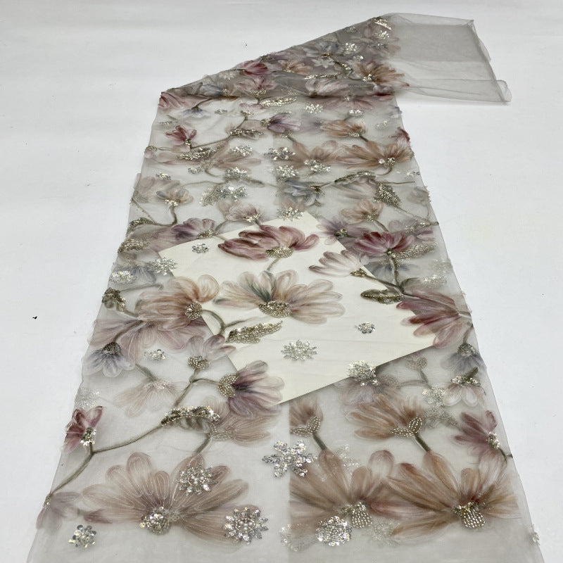 Printed Ribbon Bead Sequin Embroidery Fabric — fabric photo 3