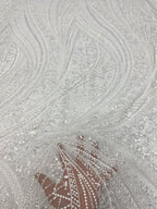 Decorative Bugle Foam Bead Sequin Bridal Fabric — fabric photo 4