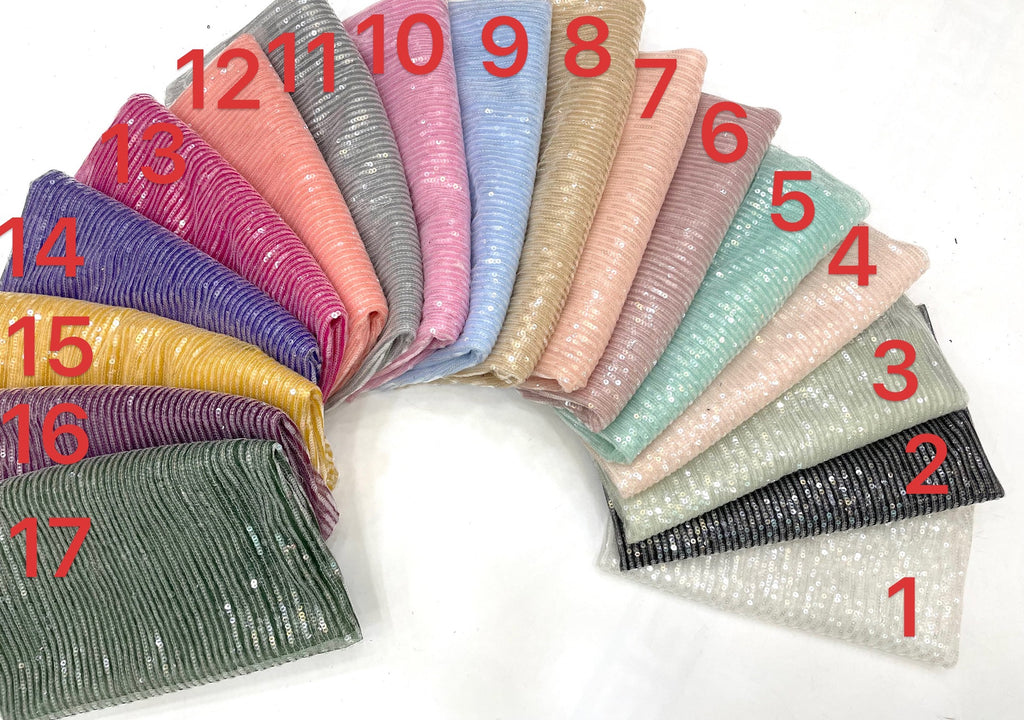 Multicolor Stripe Sequin Embroidered Mesh Fabric — fabric photo 5
