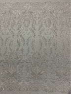 2/4 mm Crystal-Look Sequin & Double-Bead Embroidered Bridal Fabric – Design 94623 — fabric photo 5