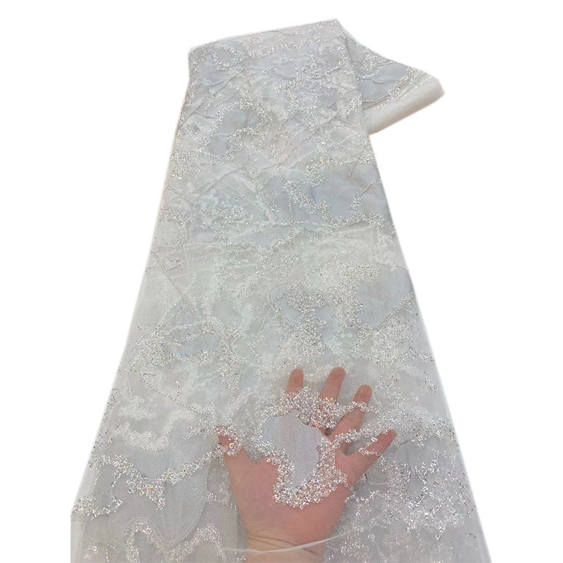 Heavy Bugle Bead Sequin Bridal Lace — fabric photo 6