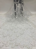 Large Floral Double-Bead Embroidered Bridal Fabric — fabric photo 6
