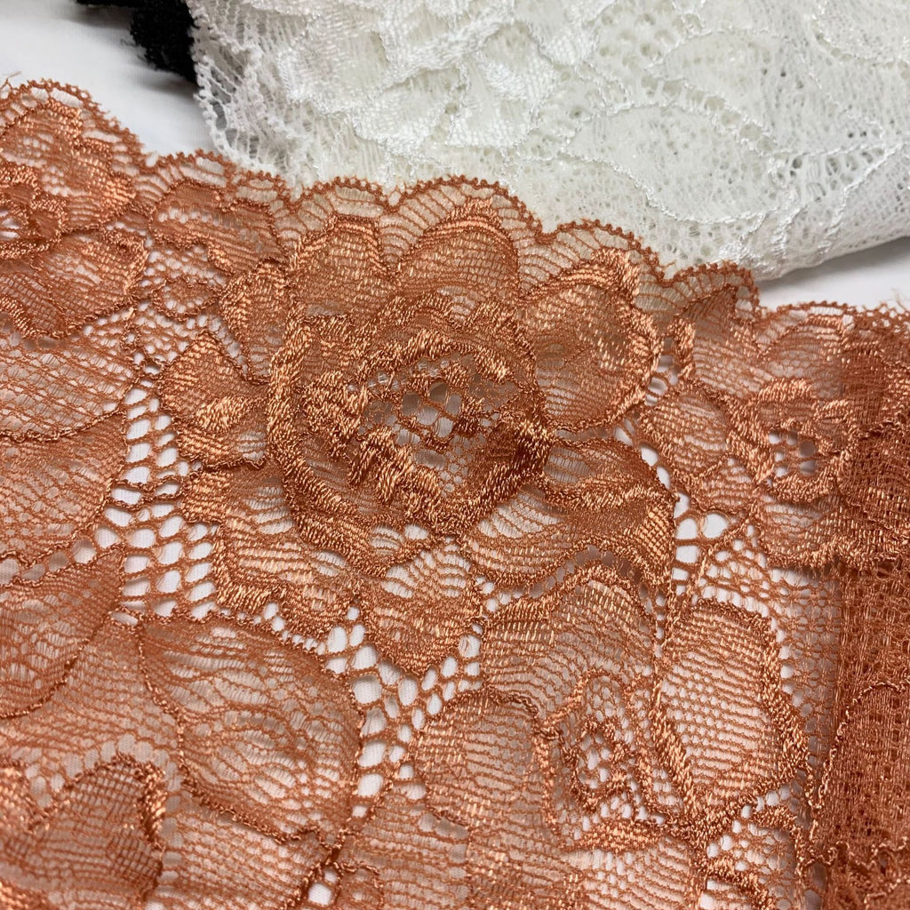 Large Floral Corded Raised-Texture Stretch Lace Trim 18 cm — fabric photo 2