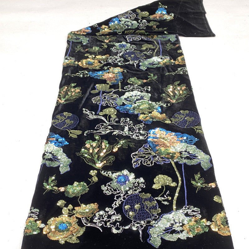 Vintage Multisize Sequin Velvet Fabric — fabric photo 5