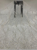 2/4 mm Crystal-Look Sequin & Bugle-Bead Embroidered Bridal Fabric