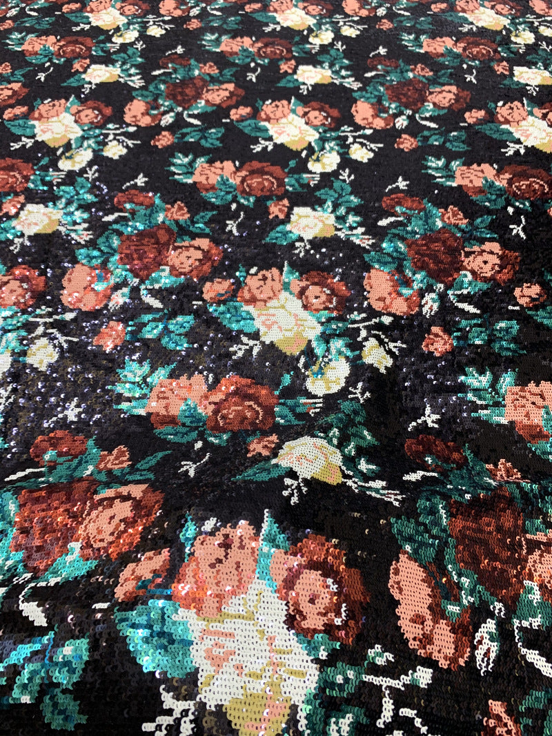 Rose Petal Sequin Embroidery Fabric for Evening Dresses — fabric photo 3