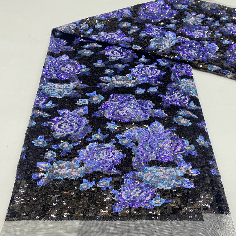 Peony Motif Colorful Laminated Sequin Fabric — fabric photo 5