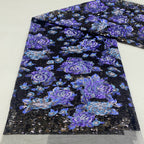 Peony Motif Colorful Laminated Sequin Fabric — fabric photo 5