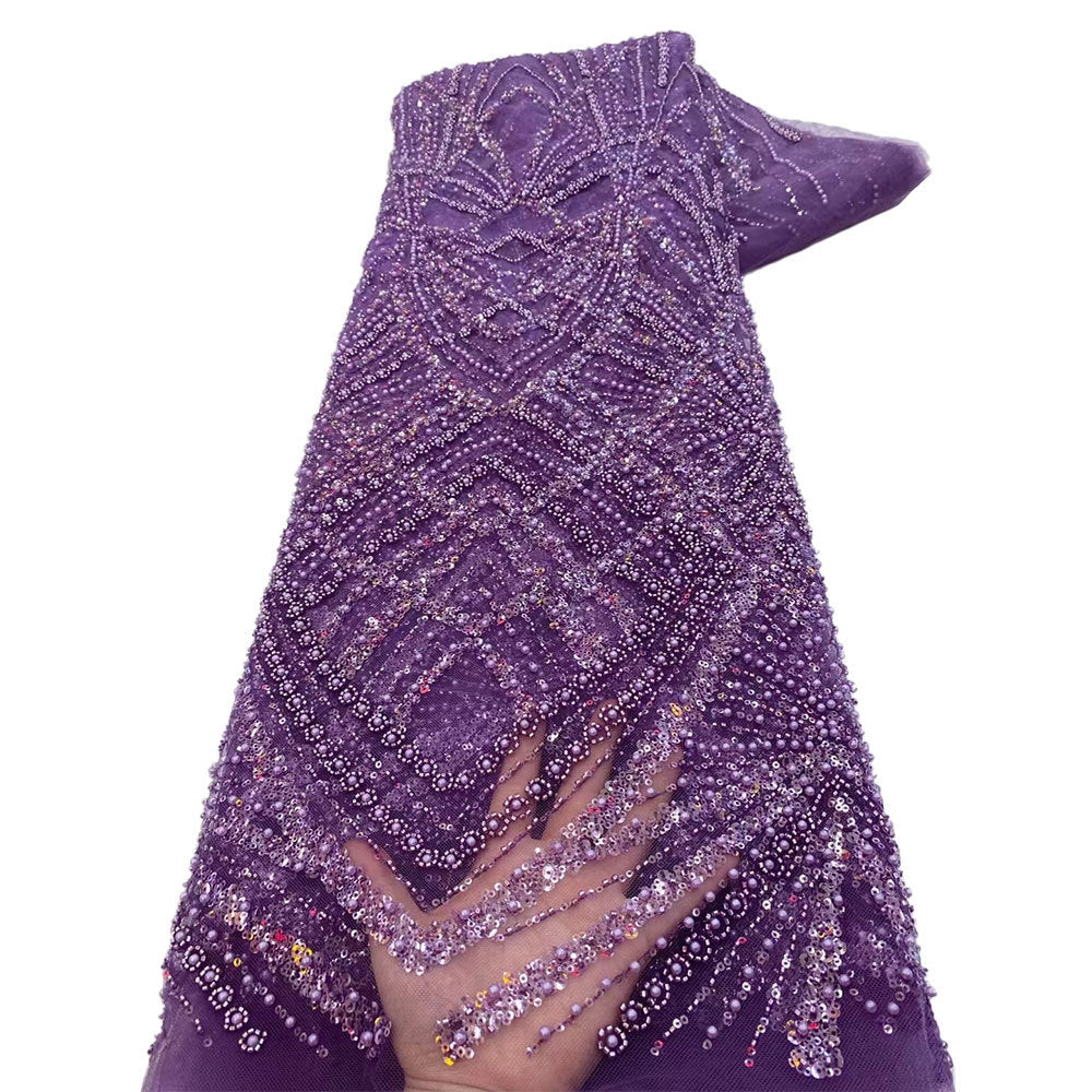 Sequin & Bugle-Bead Embroidered Tulle Mesh Fabric – Design 97663 — fabric photo 4