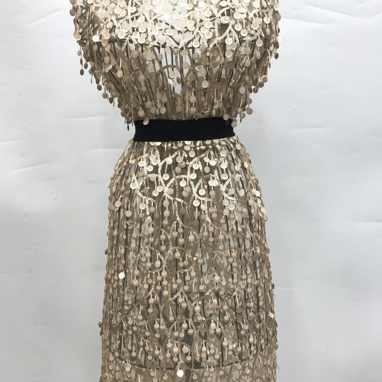 3/5/9/12 mm Sequin Embroidered Bridal Fabric — fabric photo 4