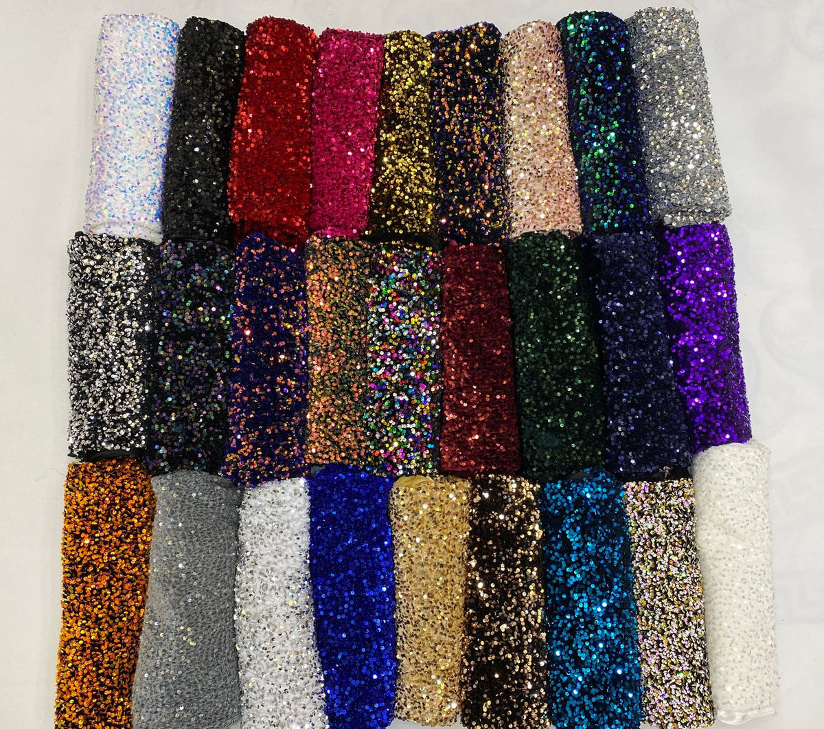 Multicolor 5 mm Sequin Embroidered Velvet-Base Fabric — fabric photo 3