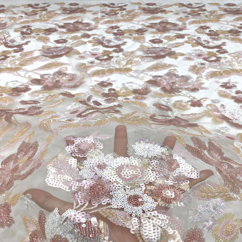 Floral Multicolor Laminated Sequin Fabric — fabric photo 5