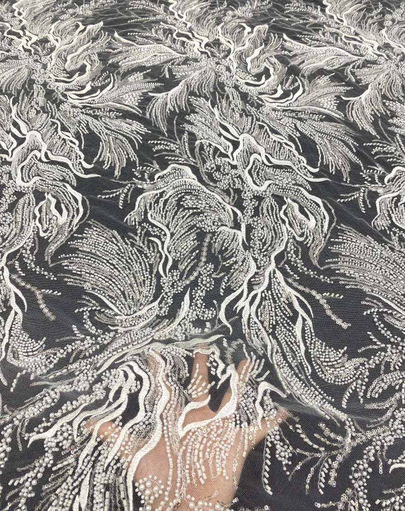 Bugle Bead & Sequin Embroidery Lace for Evening Dresses — fabric photo 2