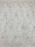 3/4 mm Crystal-Look Sequin & Double-Bead Embroidered Bridal Fabric — fabric photo 4
