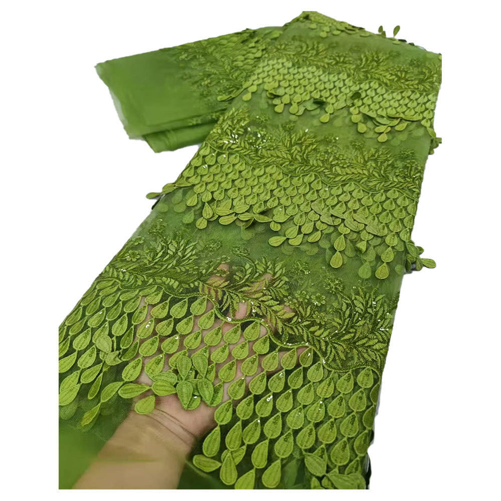 Leaf Embroidered Lace Fabric — fabric photo 4
