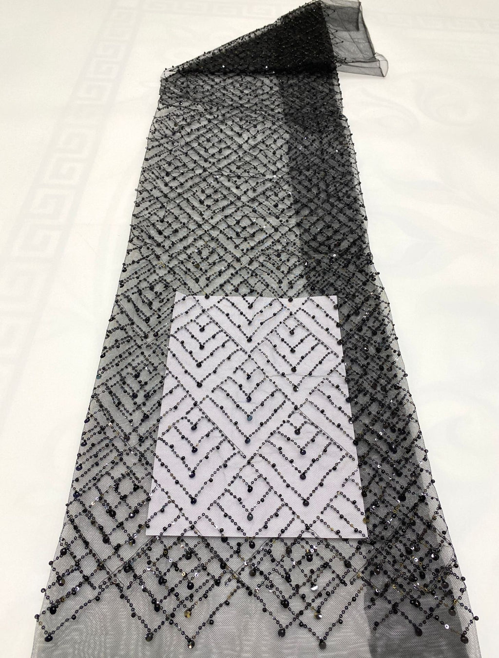 Square Bead & Sequin Embroidered Fabric — fabric photo 6