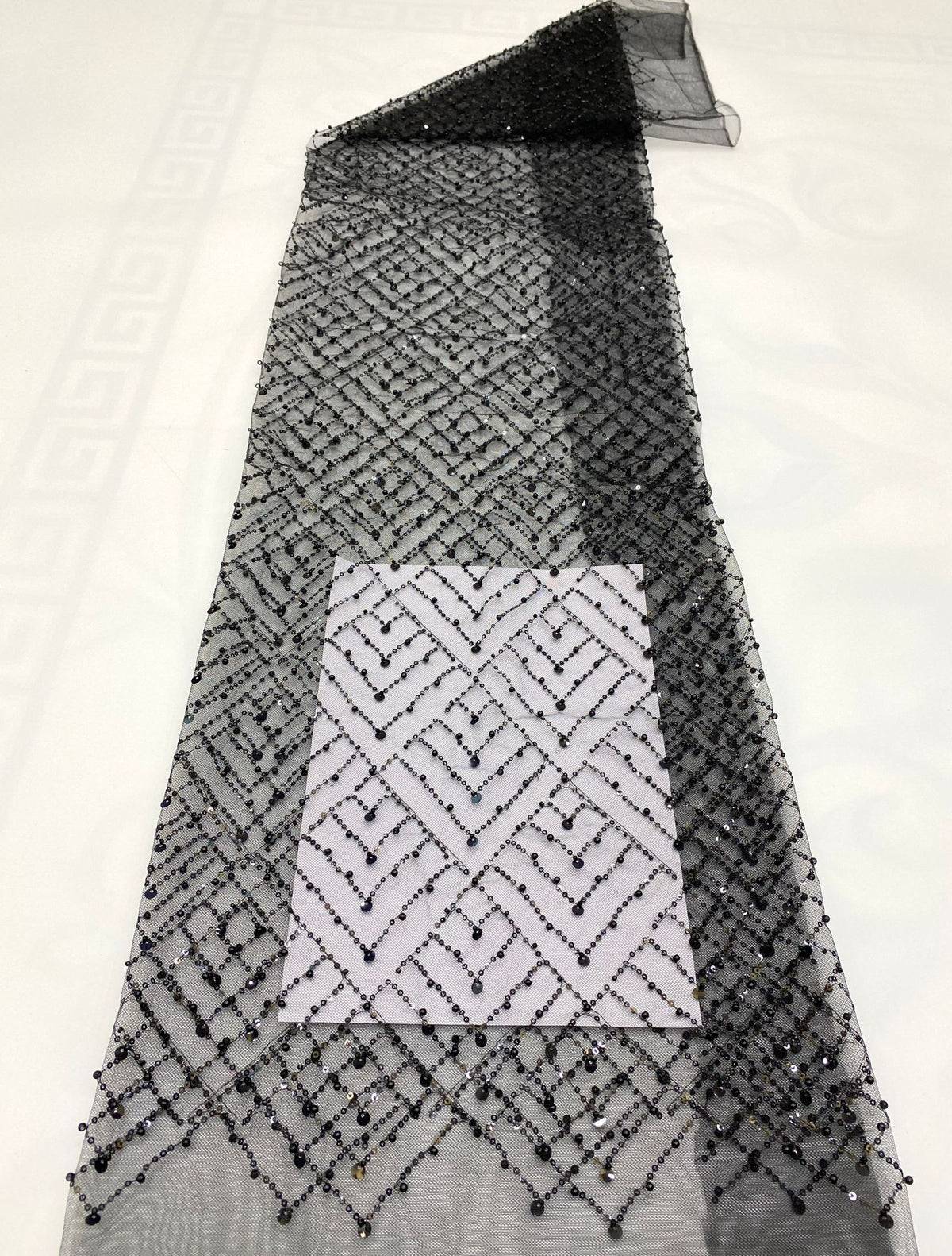 Square Bead & Sequin Embroidered Fabric — fabric photo 6