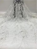 2/4 mm Crystal-Look Sequin & Double-Bead Embroidered Bridal Fabric – Design 19455