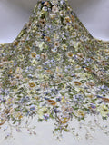 Printed Rose Bead Sequin Embroidery Fabric — fabric photo 6