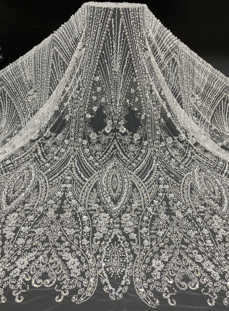 Four-Bead Raised-Bead and Sequin Embroidered Fabric — fabric photo 6