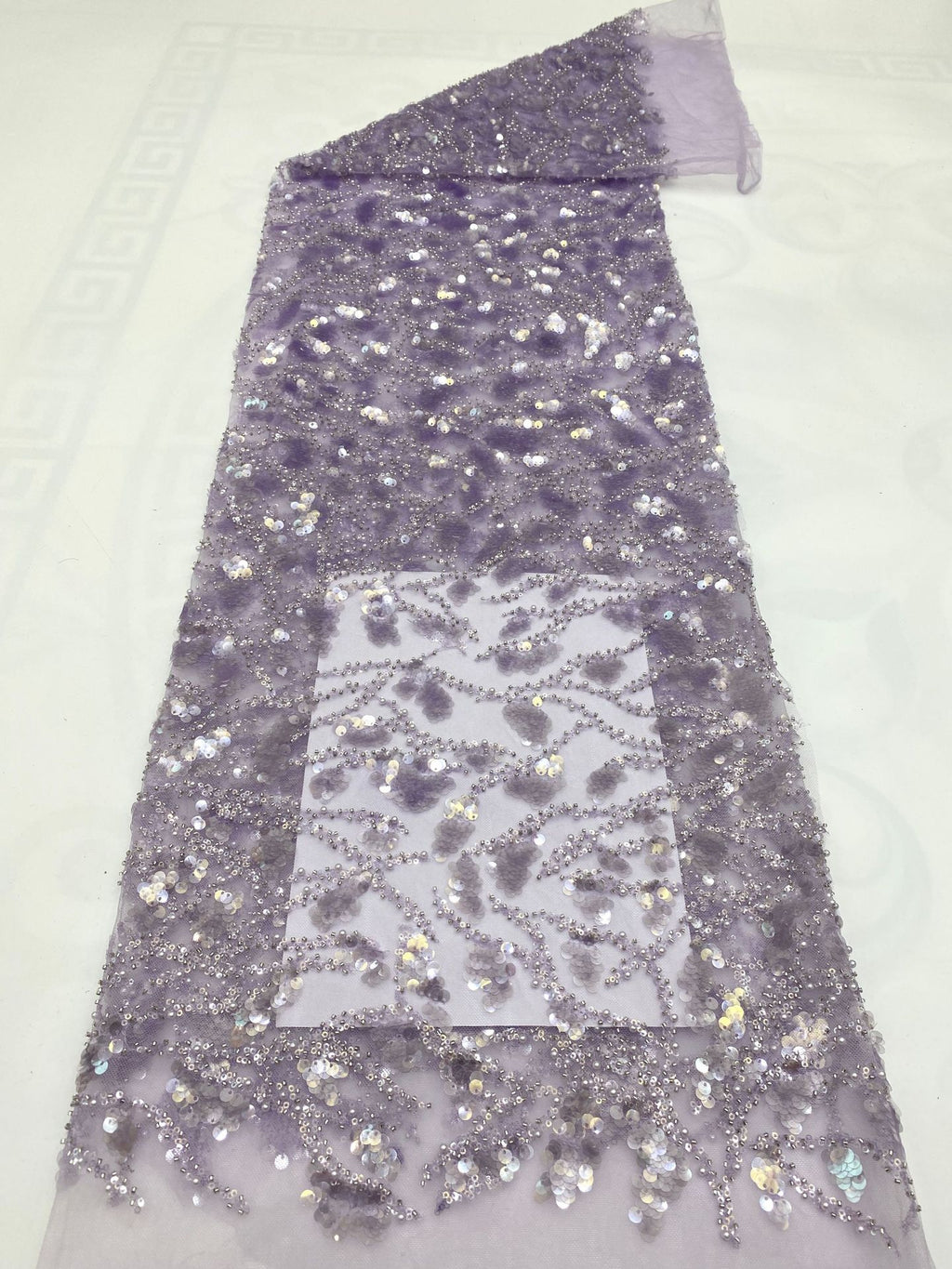 Foam Bead Fabric with Mixed-Size Sequin Embroidery — fabric photo 3