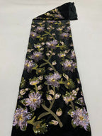 Velvet Floral Sequin Embroidery Fabric — fabric photo 6