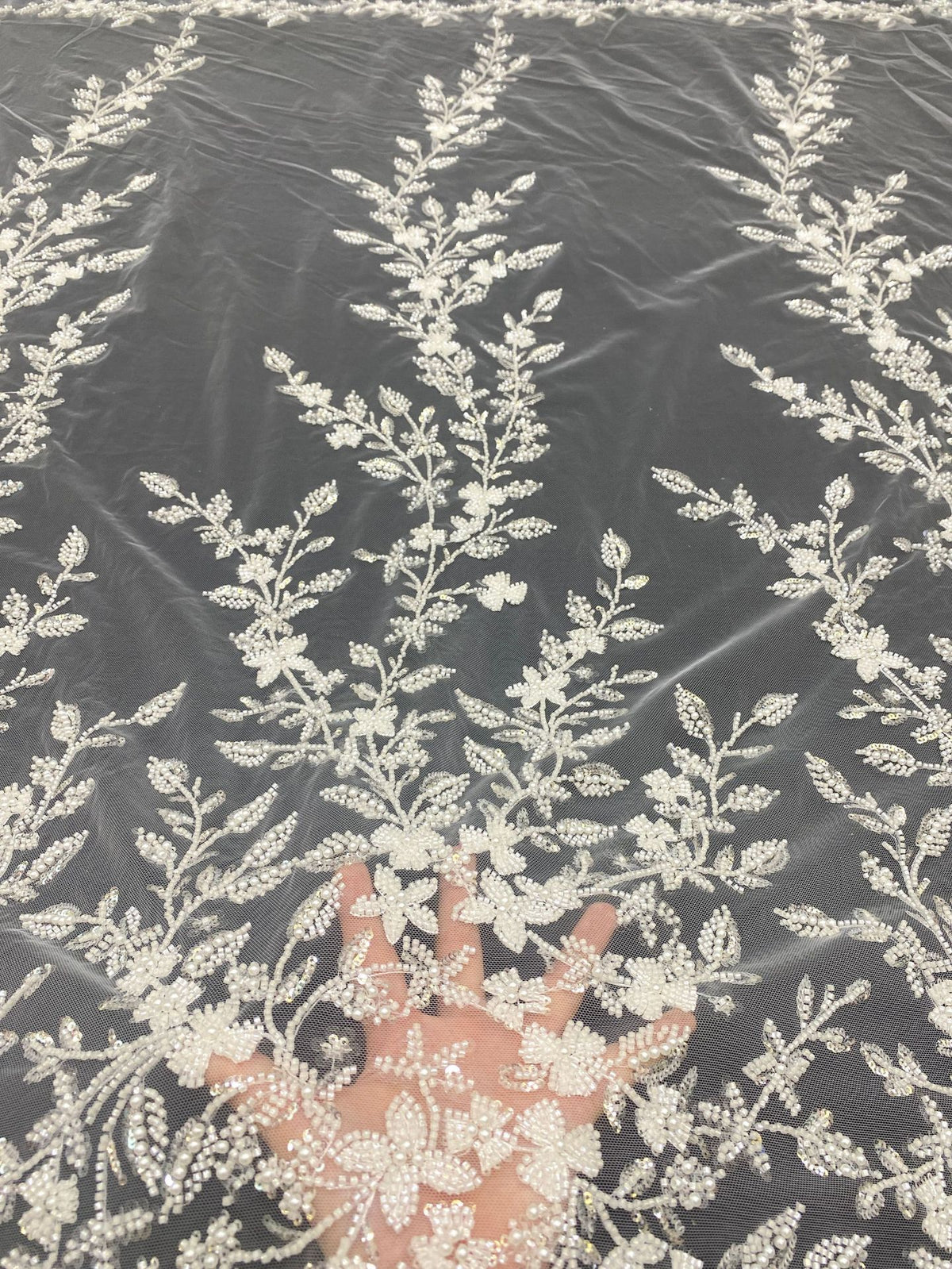 Botanical Foam Bead Sequin Wedding Fabric — fabric photo 2