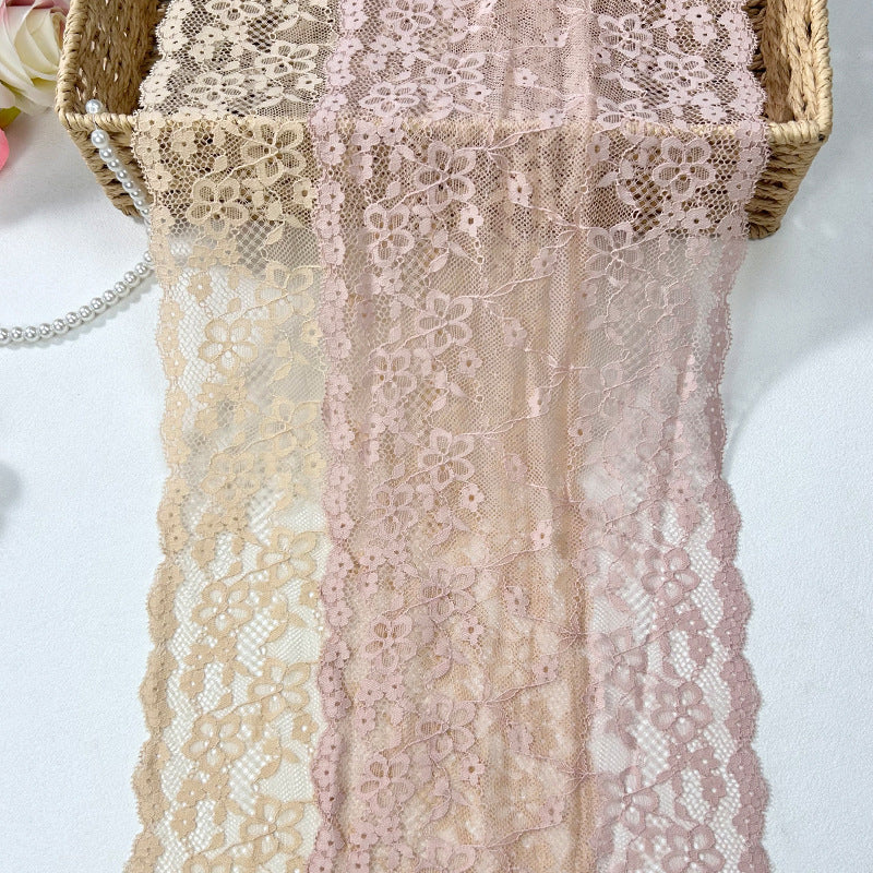 Five-Petal Floral Double-Scallop Corded Stretch Lace Trim 20.5 cm