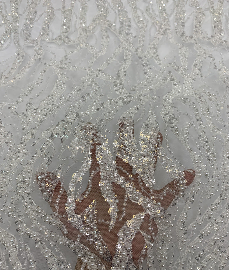 Double-Bead Embroidery with 3 mm Crystal Sequins — fabric photo 4