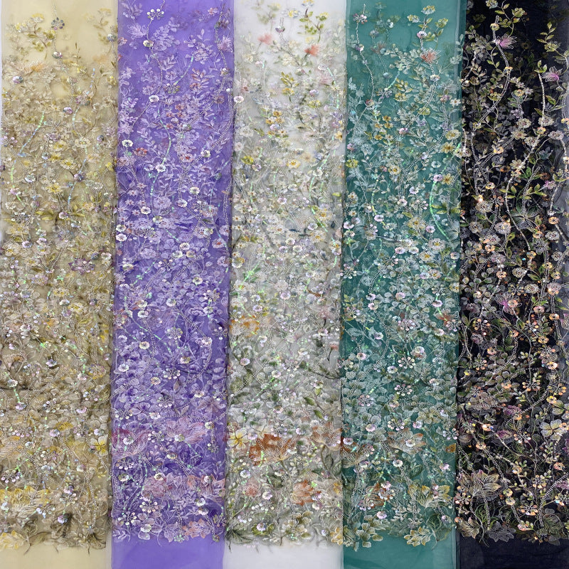 Printed Bead & Sequin Embroidered Dress Fabric — fabric photo 3