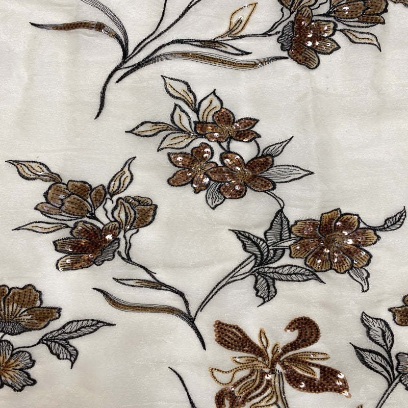 Printed Floral Sequin Embroidered Organza — fabric photo 4