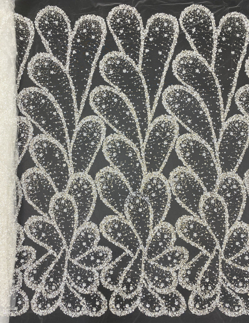 3D Cactus Motif Bead & Sequin Embroidered Fabric — fabric photo 6