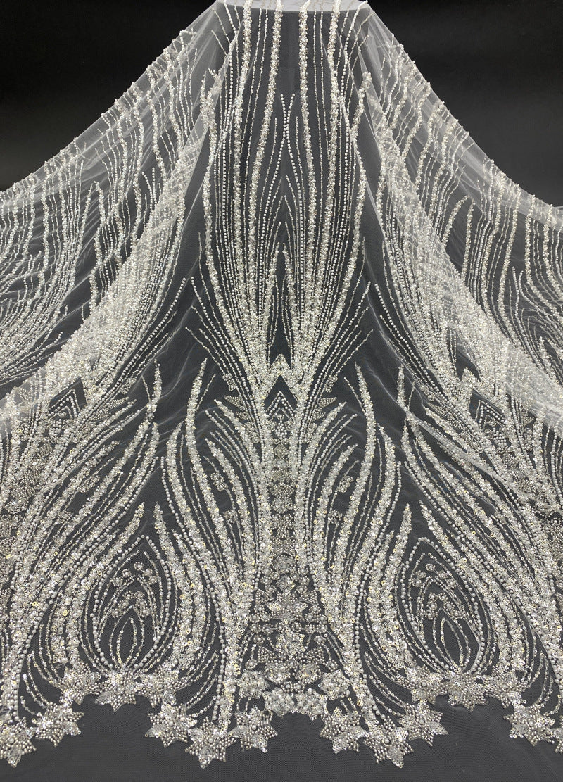 Velvet-Based Bead & Sequin Embroidery Fabric — fabric photo 6