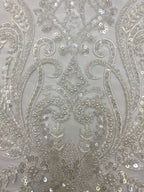 Dense Bead and 3/4mm Sequin Embroidery Fabric — fabric photo 5