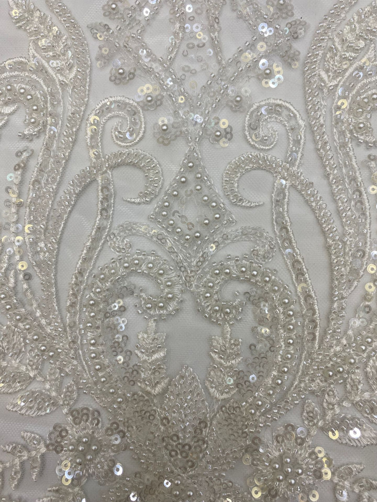 Dense Bead and 3/4mm Sequin Embroidery Fabric — fabric photo 5