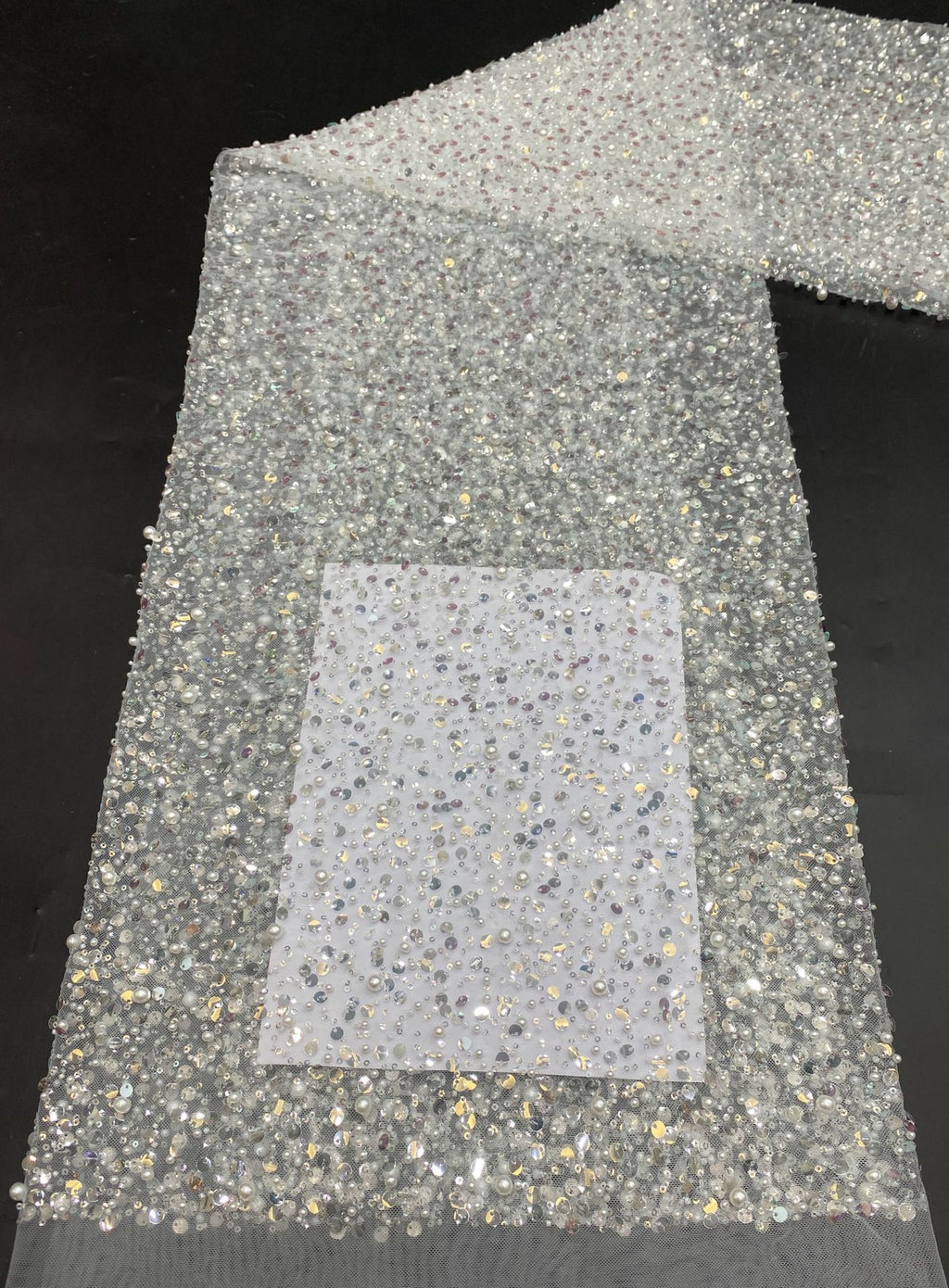 Floral Bead & Oversized Foam Sequin Fabric — fabric photo 6