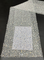Floral Bead & Oversized Foam Sequin Fabric — fabric photo 6
