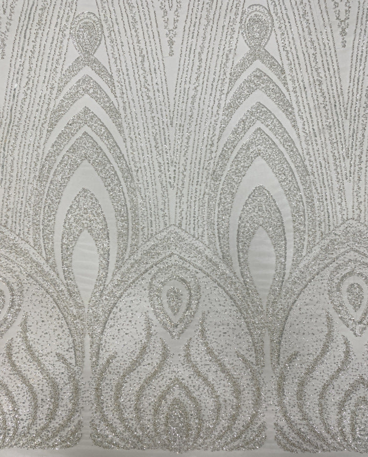 European-Style Large Floral Bead & Sequin Fabric — fabric photo 2